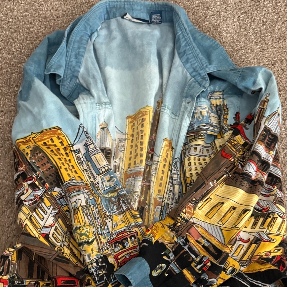 Colorful Cityscape Print Shirt